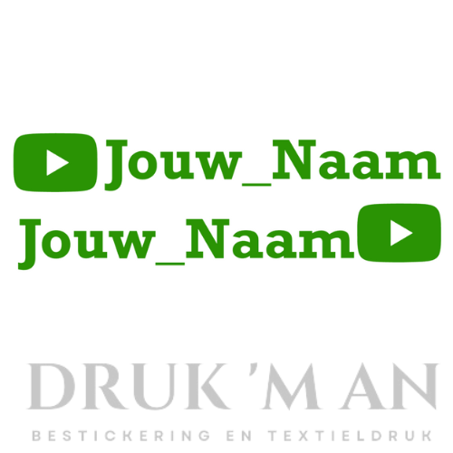 Naamsticker met youtube logo